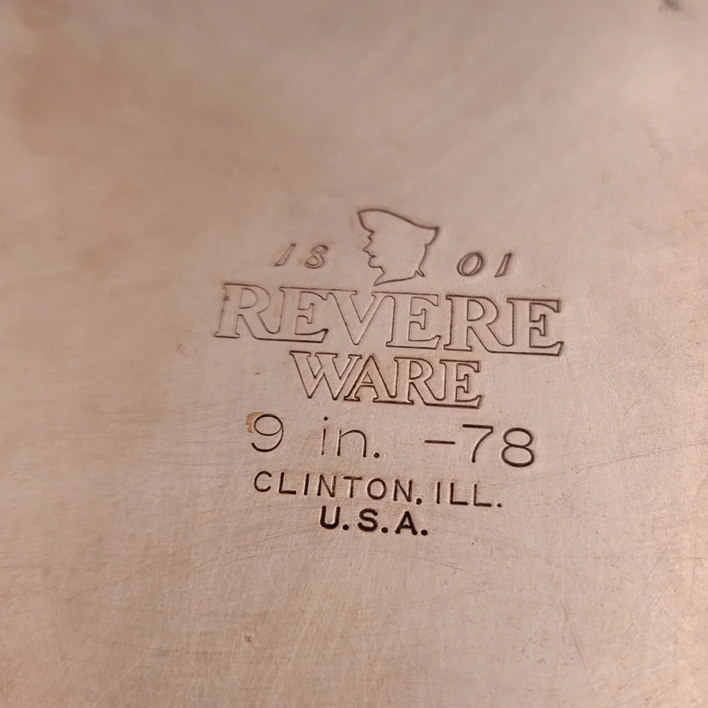 Vintage Revere Ware Fry Pan 9 Inch Copper Stainless Steel Skillet Clinton IL USA